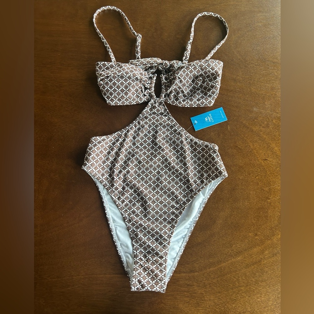 Brown Patterned Women's Swimsuit